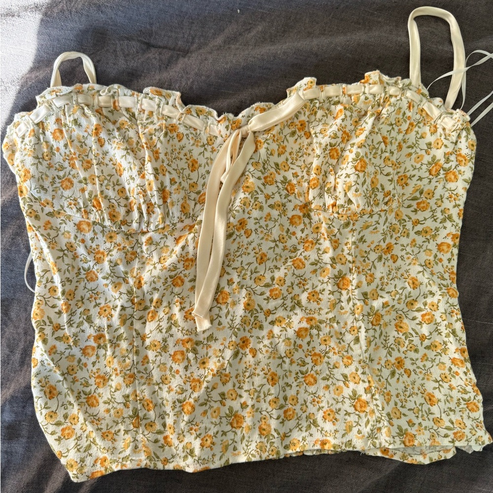 Reformation Cream and Yellow Floral Camisole